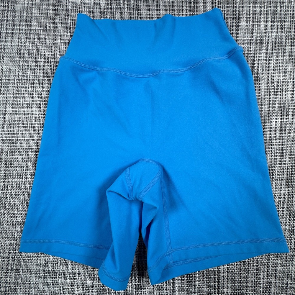 P'Tula Women's Biker Shorts Small Blue High Rise 6" Inseam Athletic Workout Gym